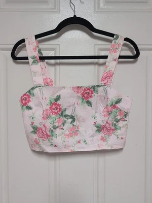 Miami Francesca Crop Top Tank Sleeveless Sz Medium NEW Floral Square Neck - Image 1 of 4
