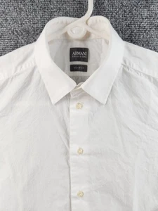 Armani Collezioni 15 Slim Point White Solid Button Up Elegant Shirt Men Adult - Picture 1 of 17