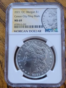 2021 CC Privy Mark Morgan silver dollar 100th Anniversary Carson City NGC MS69 - Picture 1 of 5