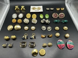 Vintage Gold Tone & Silver Tone Earring Jewelry Lot 23 Pairs - Picture 1 of 14
