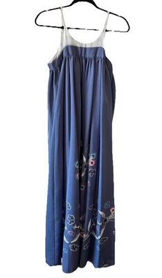 Maxi Vestido Sin Mangas De Colección Hecho a Mano y Pintado a Mano Inspirado en Asia M Foto 1 de 4