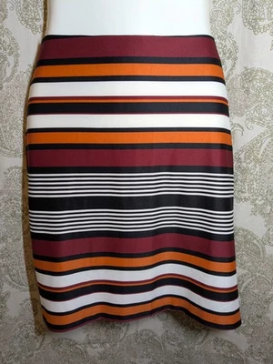 NWT Ashley Stewart Plus Size 22/24 3X Black Burgundy White Orange Striped Skirt - Image 1 of 4