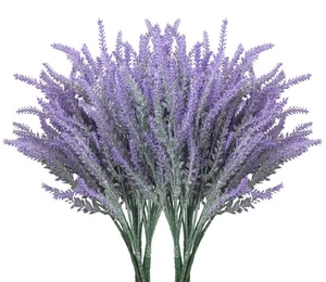 10 Bundles Fake Flowers Artificial Lavender Faux Plastic Plants for Home Deco... - Picture 1 of 6