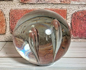 Kunstglas klare runde Kugel Briefbeschwerer mit großen tropfenförmigen Blasen 2,5" - Bild 1 von 8
