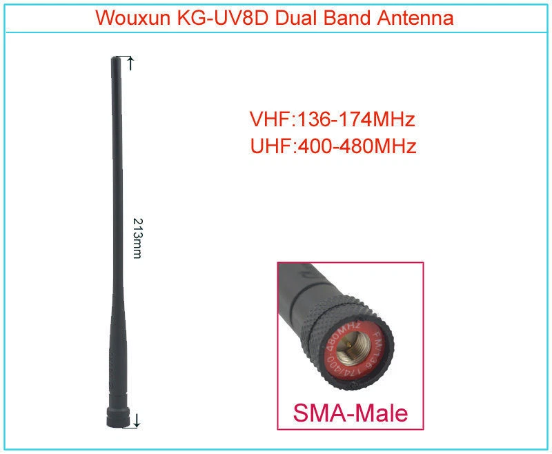 Antena WOUXUN Original SMA-Macho Doble Banda VHF/UHF KG-UV8D KG-UV6D Walkie Talkie Foto 1 de 3