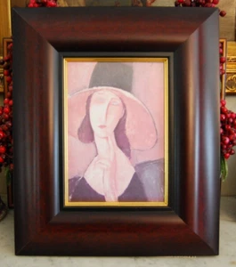 THICK MODERN FRAMED AMEDEO MODIGLIANI COLOR PRINT "PORTRAIT OF WOMAN IN HAT" - Picture 1 of 21