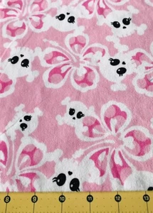 Skull and Flowers on Pink 35” X 40”  Flannel fabric #1346 - Picture 1 of 1