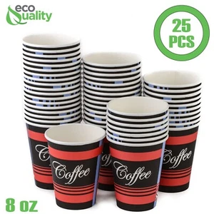 8oz Design Coffee Cups Hot Cold Drinks Disposable Hot Beverage BPA Free 25pcs - Picture 1 of 4
