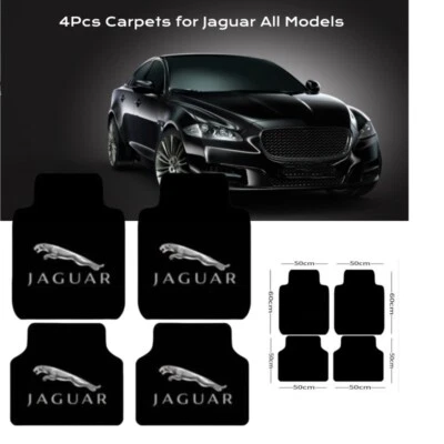 4pcs Carpets Fit Jaguar All Models Universal Fit Floor Mats Rugs Black Color - Image 1 of 4