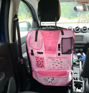 ‼️ Pink Girl Car Back Seat Tidy Storage Organiser Holder Protector Pockets Pink‼ - Foto 1 di 8