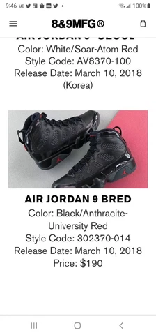 Air Jordan 9 bred men size 9 Cover