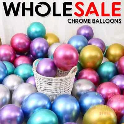TOPZILLY 12" CHROME BALLOONS METALLIC LATEX PEARL Helium Baloons Birthday Party UK
