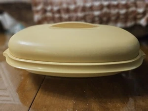 VINTAGE TUPPERWARE 3 TLG. MIKROWELLE DAMPFGARER SET ERNTEGOLD GEBRAUCHT  - Bild 1 von 3