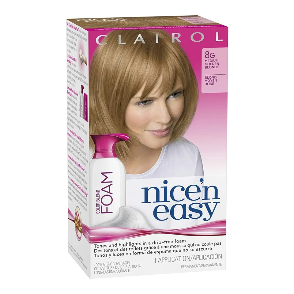 Color de cabello de espuma Clairol Nice N Easy Color Blend, #8 g, rubio dorado medio Foto 1 de 1