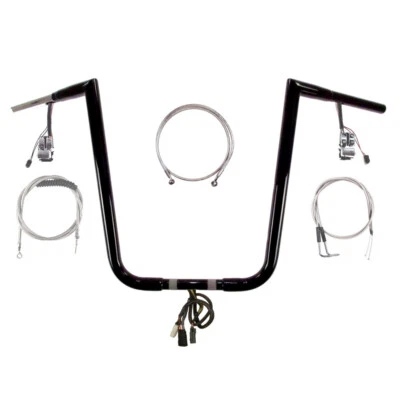 Kit de manillar de cabeza de tarro precableado negro de 18" 1 1/4" Harley-Davidson Dyna 1996-2005 Foto 1 de 3