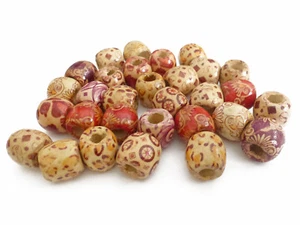 Holzperlen Fässchen 16 mm beige bunt 30 Perlen Spacer nenad-design AN510 - Bild 1 von 4
