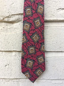 Karl Lagerfeld Tie Burgundy Turquoise Yellow Gray Black 100% Silk L58" W3-5/8" - Picture 1 of 8