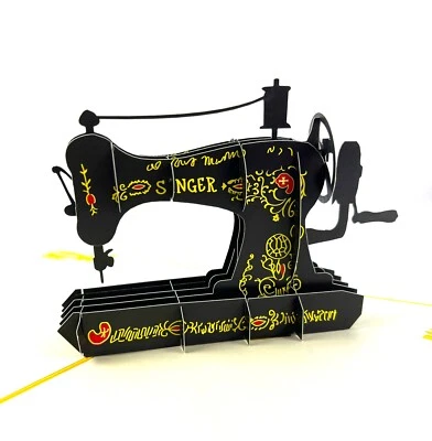 BC Worldwide Ltd handmade 3D popup card sewing machine birthday mother's day art