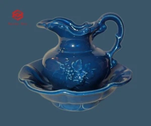 Tazón de jarra pequeña azul vintage McCoy China racimo de uvas EE. UU. - Imagen 1 de 14