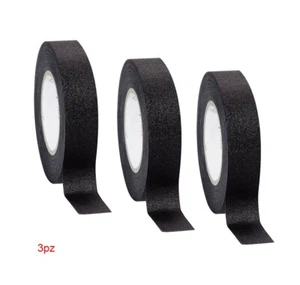 3 ROTOLI NASTRO TELATO ISOLANTE PER CABLAGGIO CAVI ELETTRICI ROTOLO 18MM NERO - Foto 1 di 1