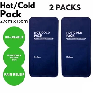 2x HOT COLD PACK First Aid Reusable Ice Heat Gel Packs Microwaveable Relief New - Picture 1 of 4