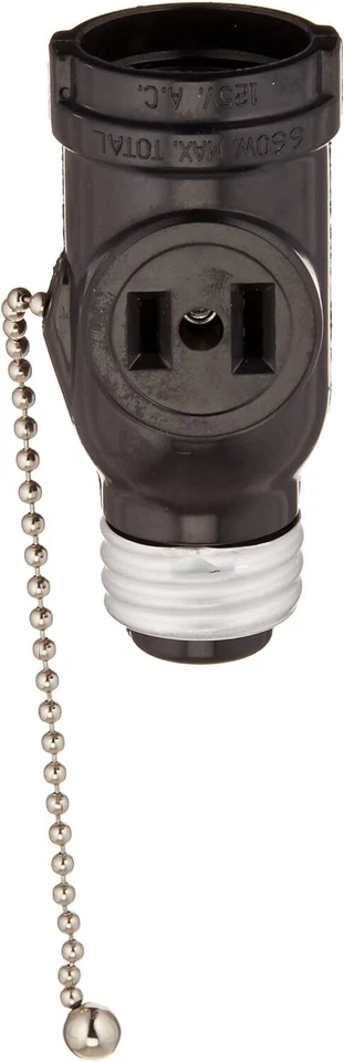 Leviton 1406 660 Watt, 125 Volt, Two Outlet With Pull Chain Socket Adapter, - Image 1 of 1