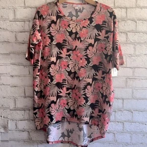 T-shirt tunica LuLaRoe Irma nuova con etichetta manica corta oversize floreale taglia XXS - Foto 1 di 9