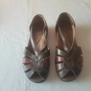 Braided Leather Sandal Flats in Earth Tones size 5 Wide - Picture 1 of 12