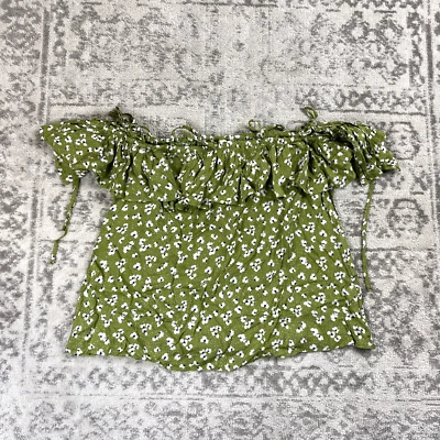 NUEVA Blusa Easel LA Boutique Fuera del Hombro Corbata Verde Top Para Mujer Talla Pequeña Foto 1 de 4