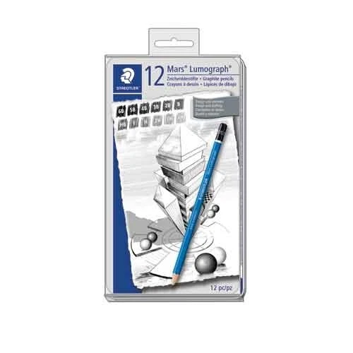 Juego de lumógrafos Staedtler Mars/12 lápices de dibujo de alta calidad 6B-4H grados azul Foto 1 de 1