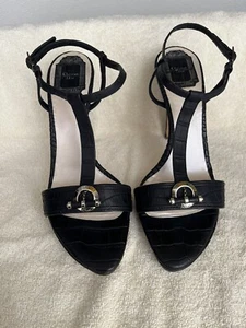 CHRISTIAN DIOR Sandalen schwarz Leder Jazz gestempelt Kroko T-Riemen Größe 40 - Bild 1 von 15