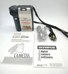 Olympus CAMEDIA C-211 Zoom 2.1MP Digital Camera - Black & Metallic silver - Picture 1 of 11