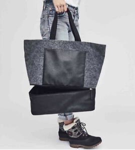 DSW XLARGE GREY TOTE with ZIPPERED SHOE COMPARTMENT ON BOTTOM - PROMOTION