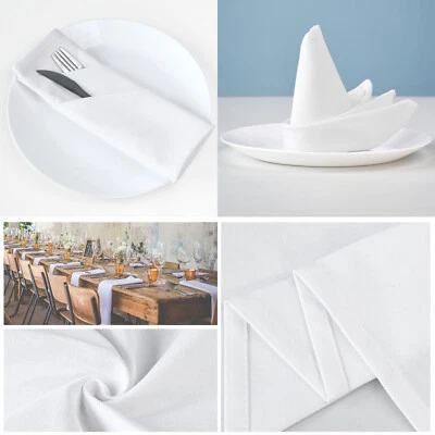 Spun Polyester Napkins Dinner Cloth Serviette Hotel Wedding Party Napkin White - Image 1 of 4