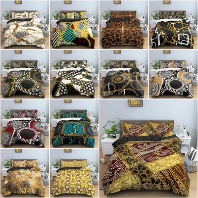 Leopard Chain Duvet Cover Set Pillowcases Twin Full Queen King Size Quilt Covers - Image 1 of 4