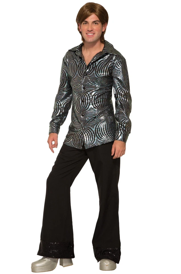 Nuevo disfraz de camisa discoteca boogie de plumón para hombre Foto 1 de 1