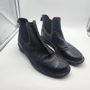 Clarks Bendables Arlo Black Leather Ankle Boots Pull On Textured Soft Excellent - Picture 1 of 8