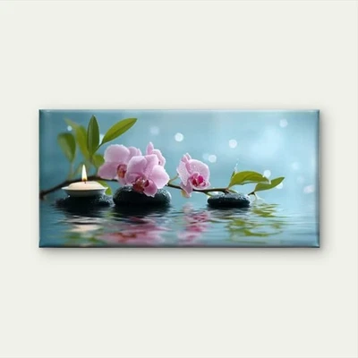 Dripping Water & Pink Orchids Unframed Canvas Painting for Living - Image 1 of 4