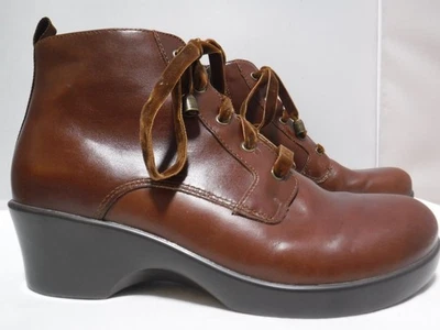 Alegria Women’s 41 Brown Leather Ankle Zip Velvet Lace Up Boots ELI-660 Sz 10.5 - Image 1 of 4