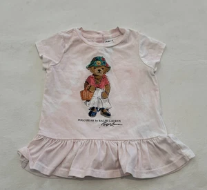 Ralph Lauren Baby Girls Pink Polo Bear Shirt Toddler Baby Girl Size 9 Months - Picture 1 of 10