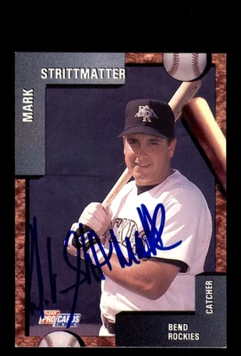 Signed Baseball Card Auto Mark Strittmatter 1992 Fleer ProCards #1477 Rockies - Image 1 of 2