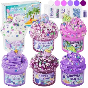 Kit 6 Confezioni Slime Viola Sfumato - Nuvola, Burro e Slime Trasparente con Spiaggia - Foto 1 di 5