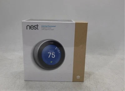 Nest Smart Thermostat Stainless Steel Programmable Learning Model T3007ES SEALED - Image 1 of 4