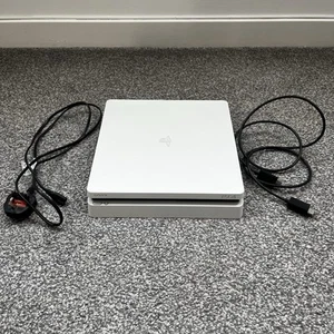 Sony PlayStation 4 Slim Glacier White CUH-2116A Console + Cables Great Condition - Picture 1 of 11