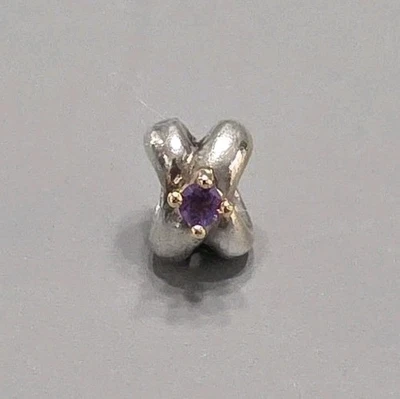 Pandora Charm Gold Two Tone Amethyst Love Knot Genuine ALE 925 790371AM - Image 1 of 2