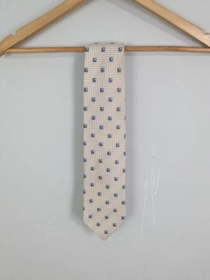 Gravata masculina Ermenegildo Zegna 59" de comprimento bege 100% seda - Imagem 1 de 4