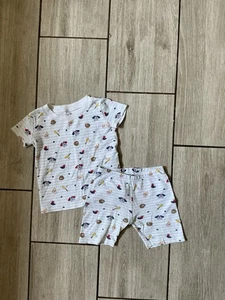 Kissy Kissy Sports Print Pajama Shorts Set 2T Baseball small stain - Picture 1 of 10