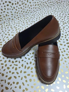Dolce Vita Women Carley Brown Sz 9 Penny Loafer Lug Sole Block Heel SlipOn Shoe - Picture 1 of 6