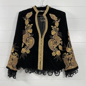 Soft Surroundings Jacket Womens Small Velvet Paisley Beaded Embroidered Boho - Picture 1 of 16