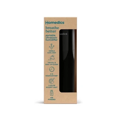 HoMedics Portable Ultrasonic Humidifier Travel & Personal Cool Mist USB Powered - Image 1 of 4
